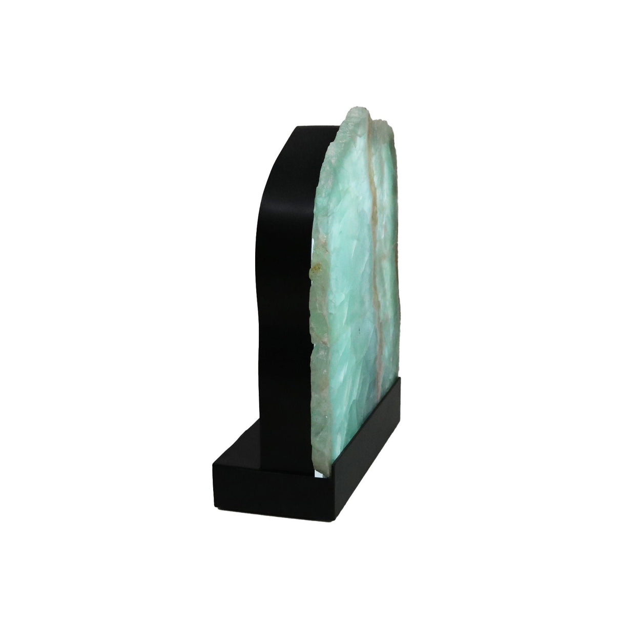Rainbow Fluorite Slice In Custom Table Luminary - Mexico Origin