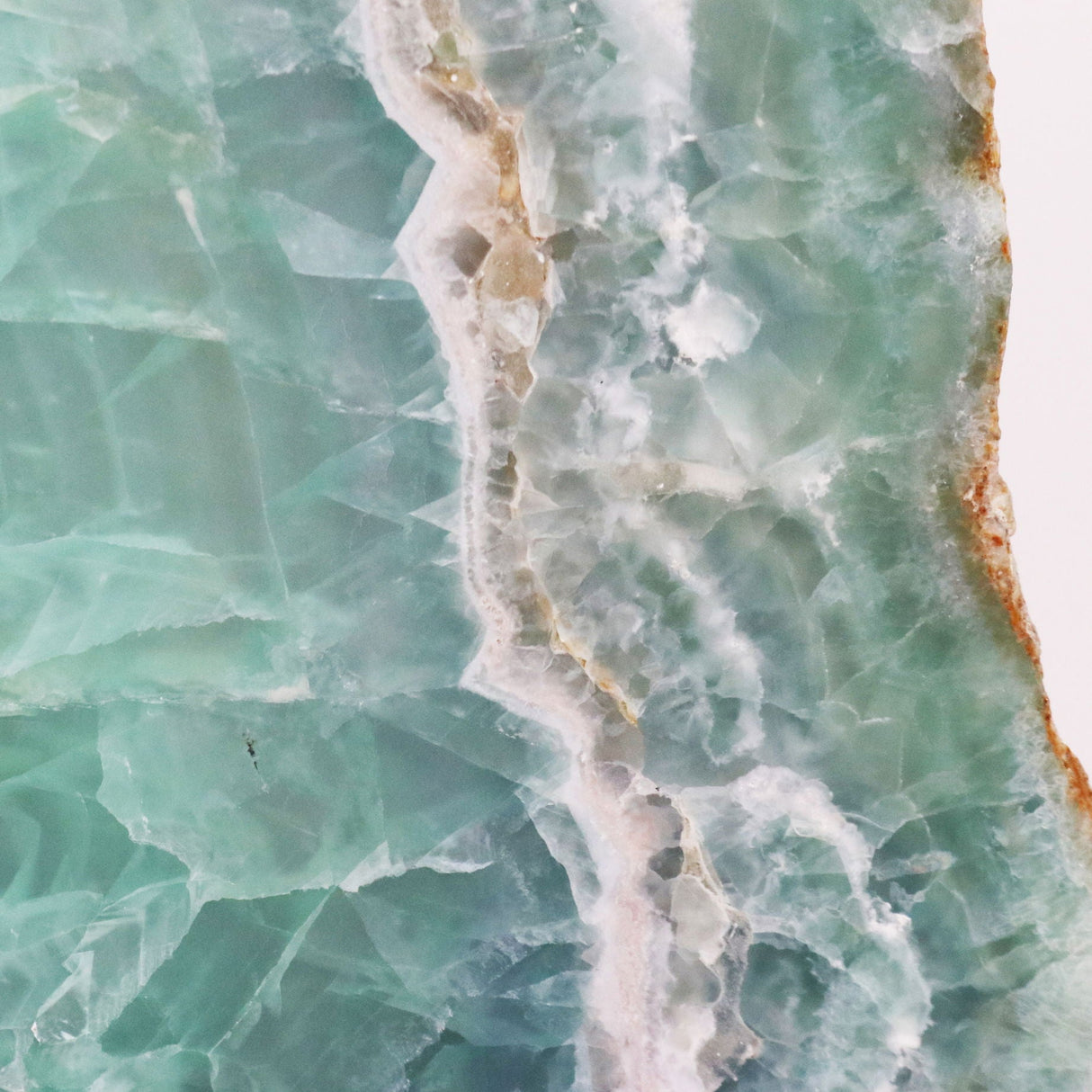 Rainbow Fluorite Slice In Custom Table Luminary - Mexico Origin