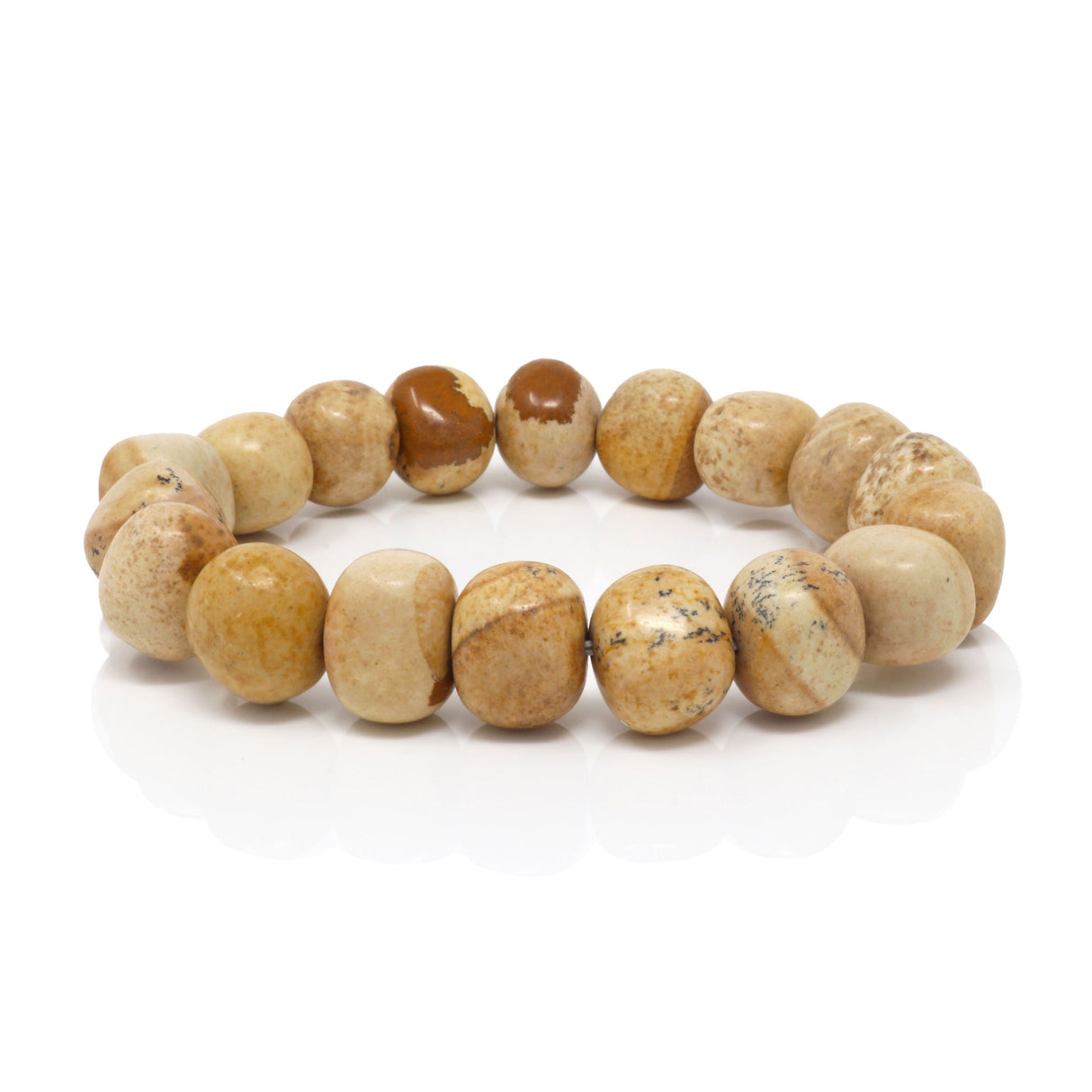 Picture Jasper Gem Nugget Tumbled Beaded Bracelet