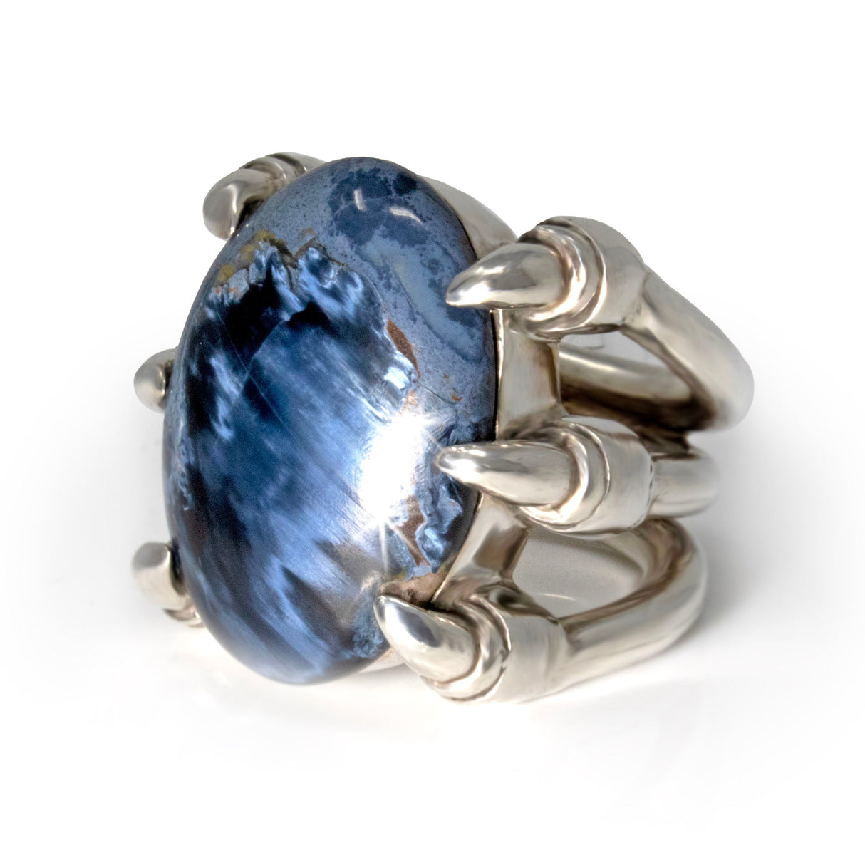 Pietersite Ring -Oval in Claw Band Size 7