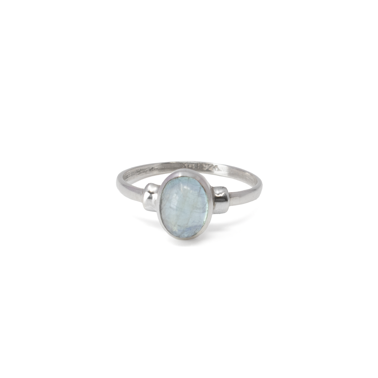 View of Aquamarine Ring - Bezel Set Oval On Step Shoulder Detail Band Sz 10.5