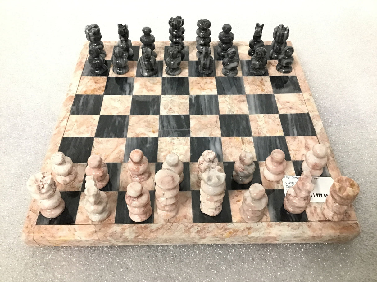 View of Onyx Chess Set - Small Pink \/ Gray