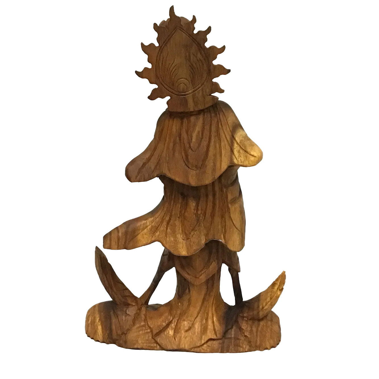 Wooden Kwan Yin Sculpture - Standing Pose with Shuni Mudra Hand Pose - Monkey Pod Wood