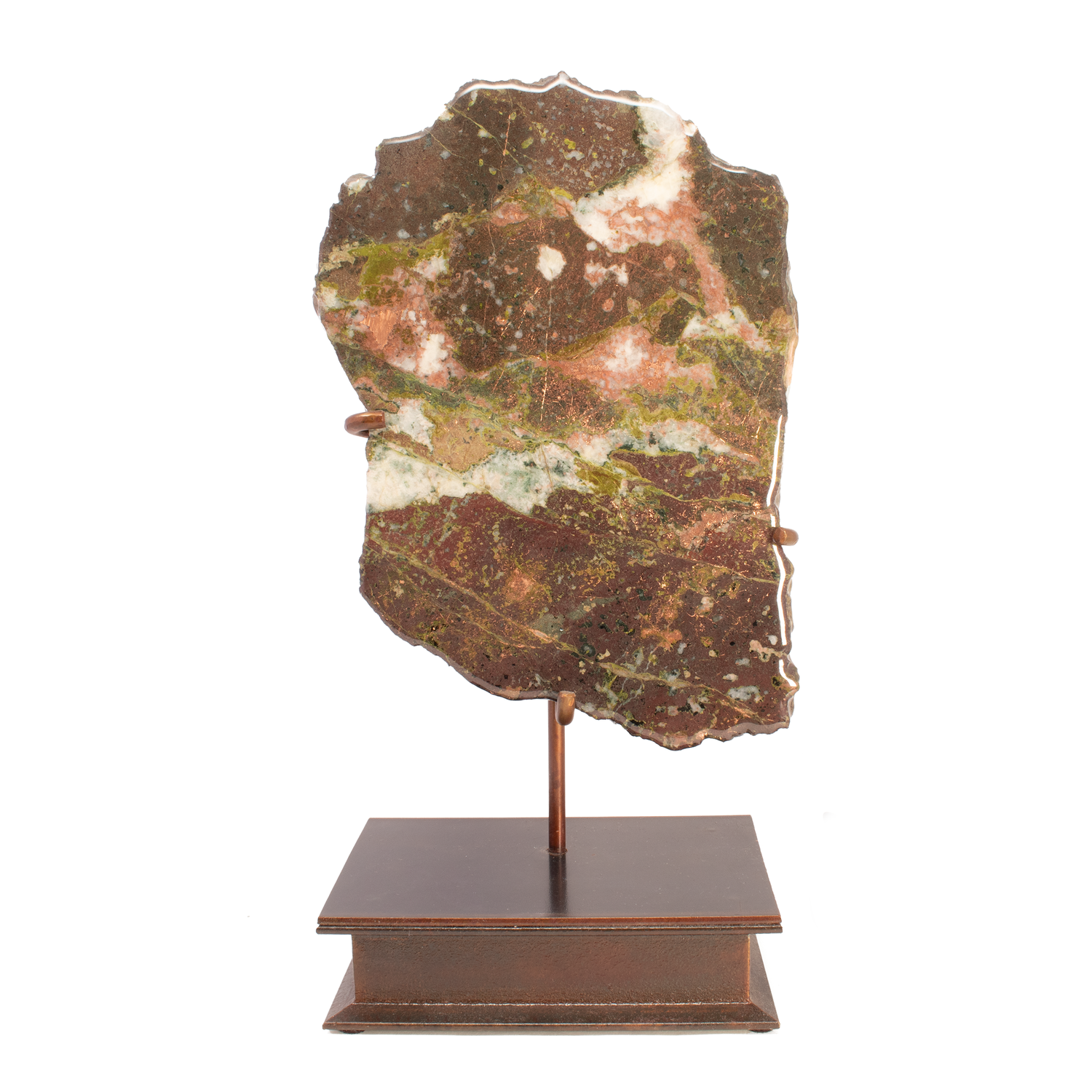 View of Michigan Vein Copper Slice In Custom Stand