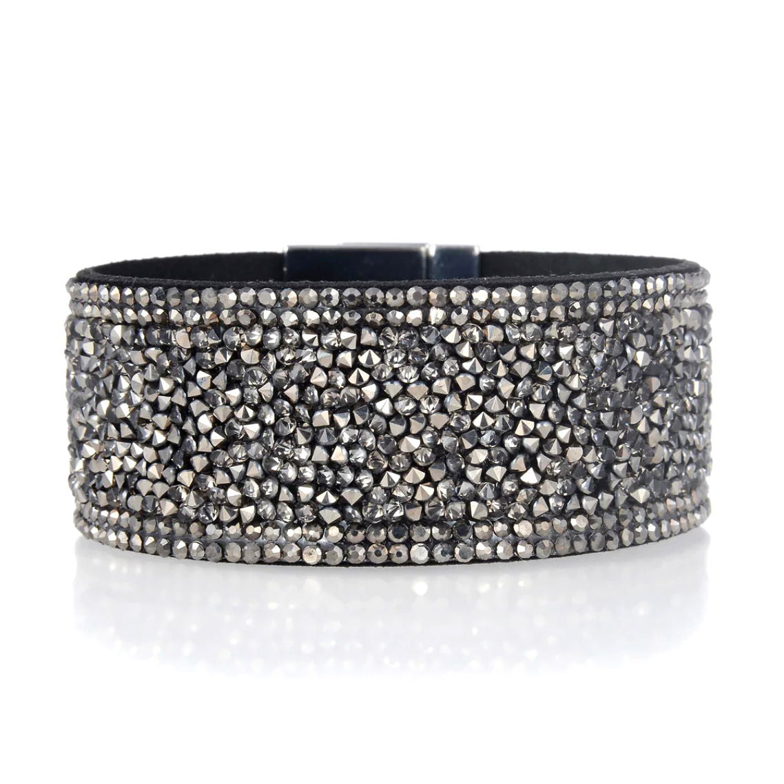 Narrow Crystal Wrap Bracelet - Gray Angular Shapes with Magnetic Clasp