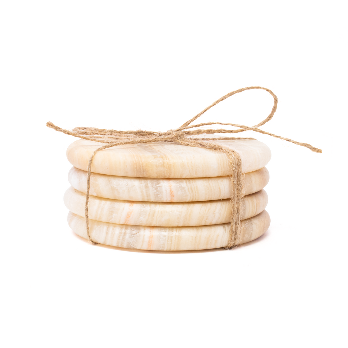 Banded Cafe Onyx Coasters - Set of 4