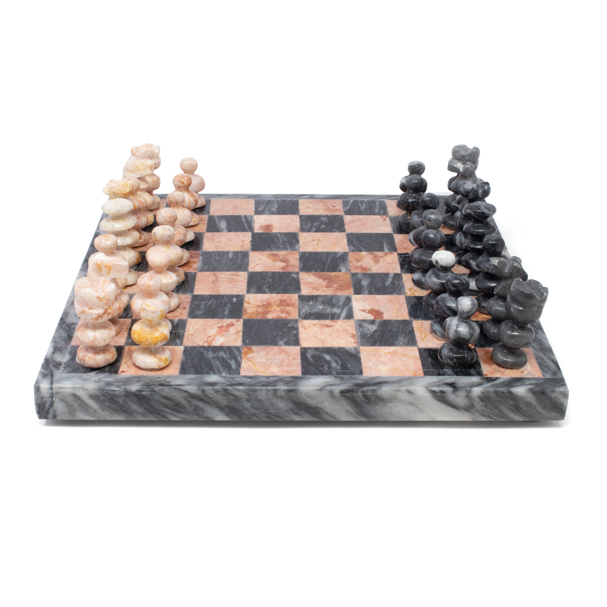 Jeu d'échecs en onyx - Rose et gris (petit)