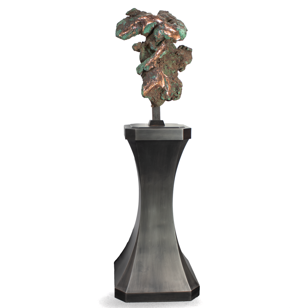 View of Native Michigan Copper Float Nugget In Custom Floor Stand (4.5 Feet Tall)