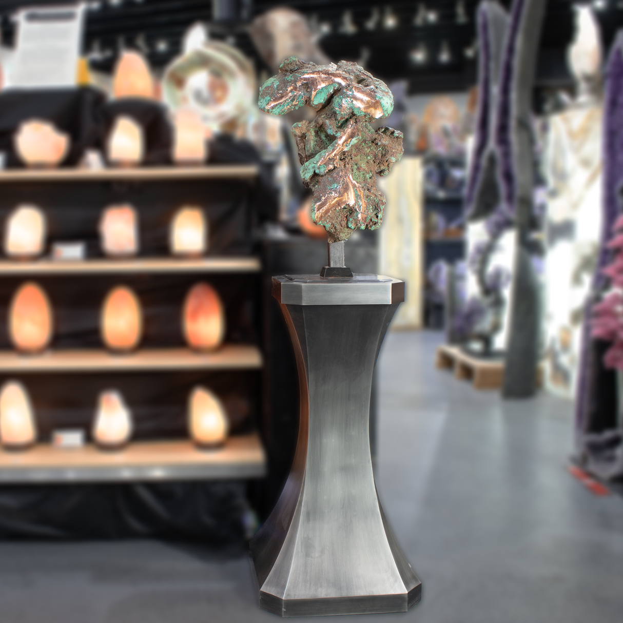 Native Michigan Copper Float Nugget In Custom Floor Stand (4.5 Feet Tall)