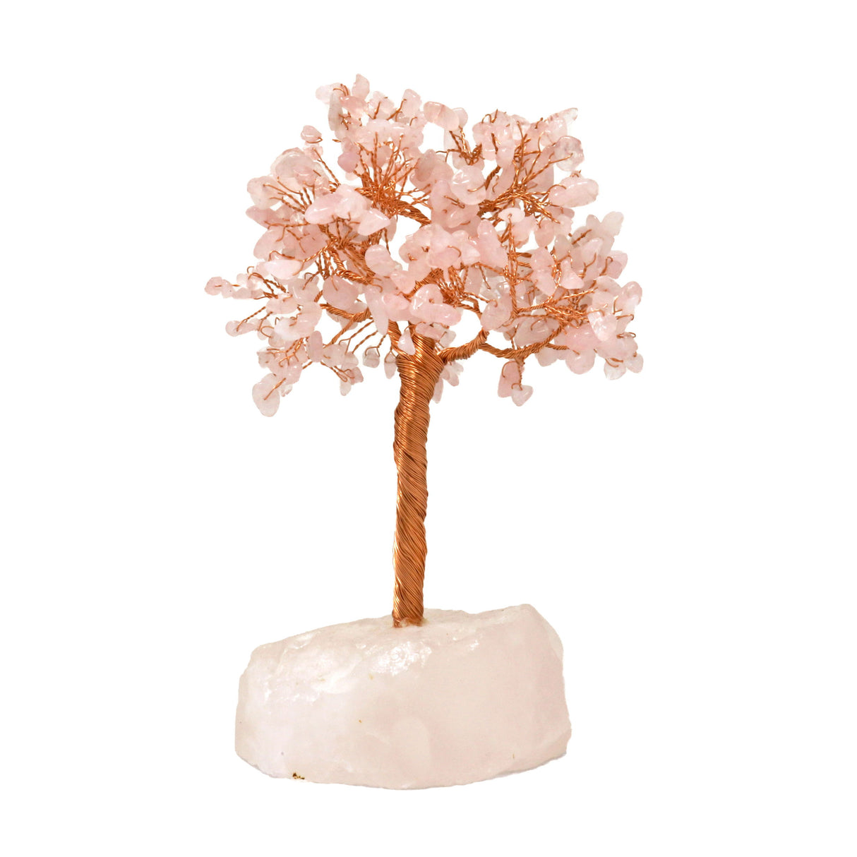 Gemstone Beaded Crystal Tree On Rose Quartz Base