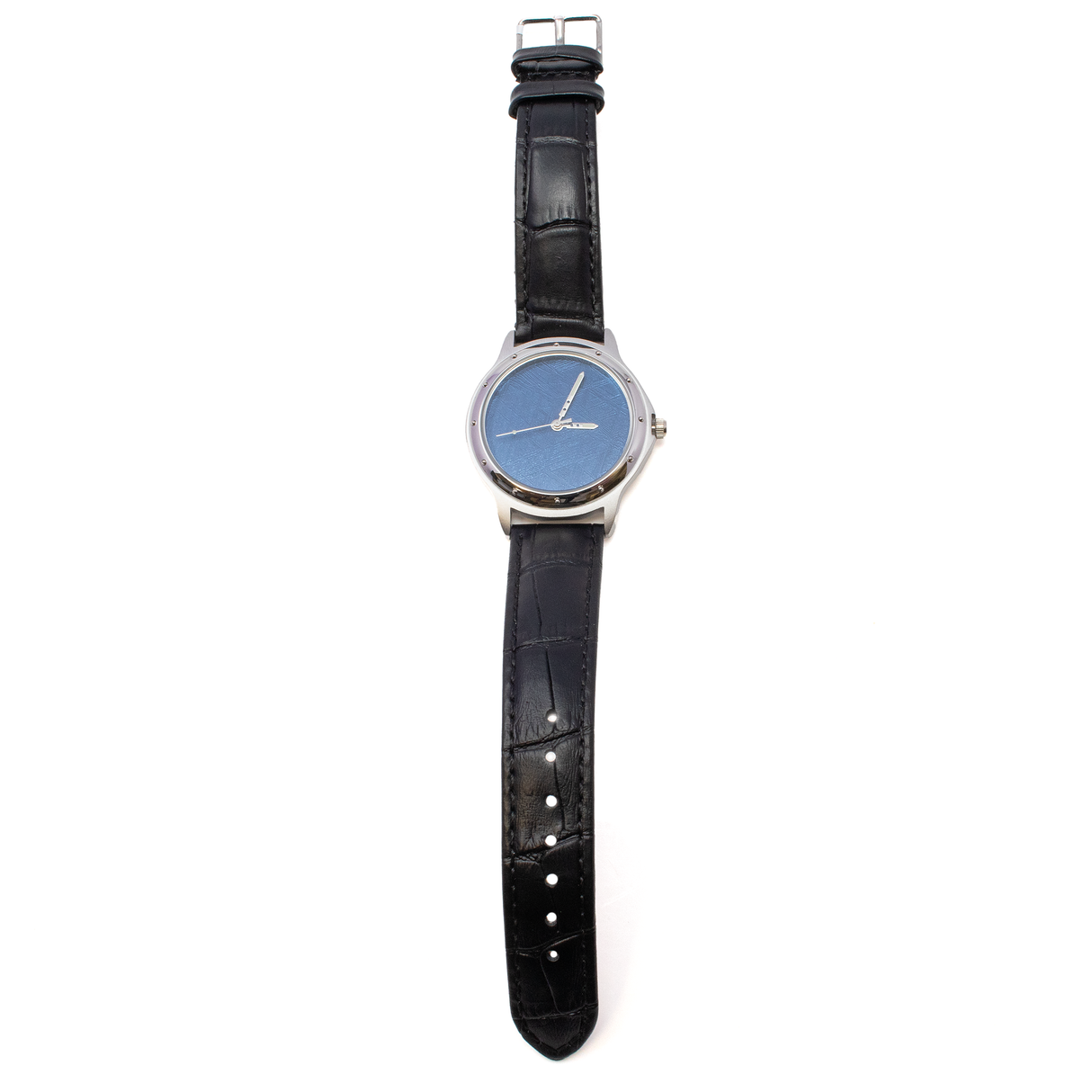 Muonionalusta Meteorite Watch - Automatic with Black Leather Band and Blue IP Plating