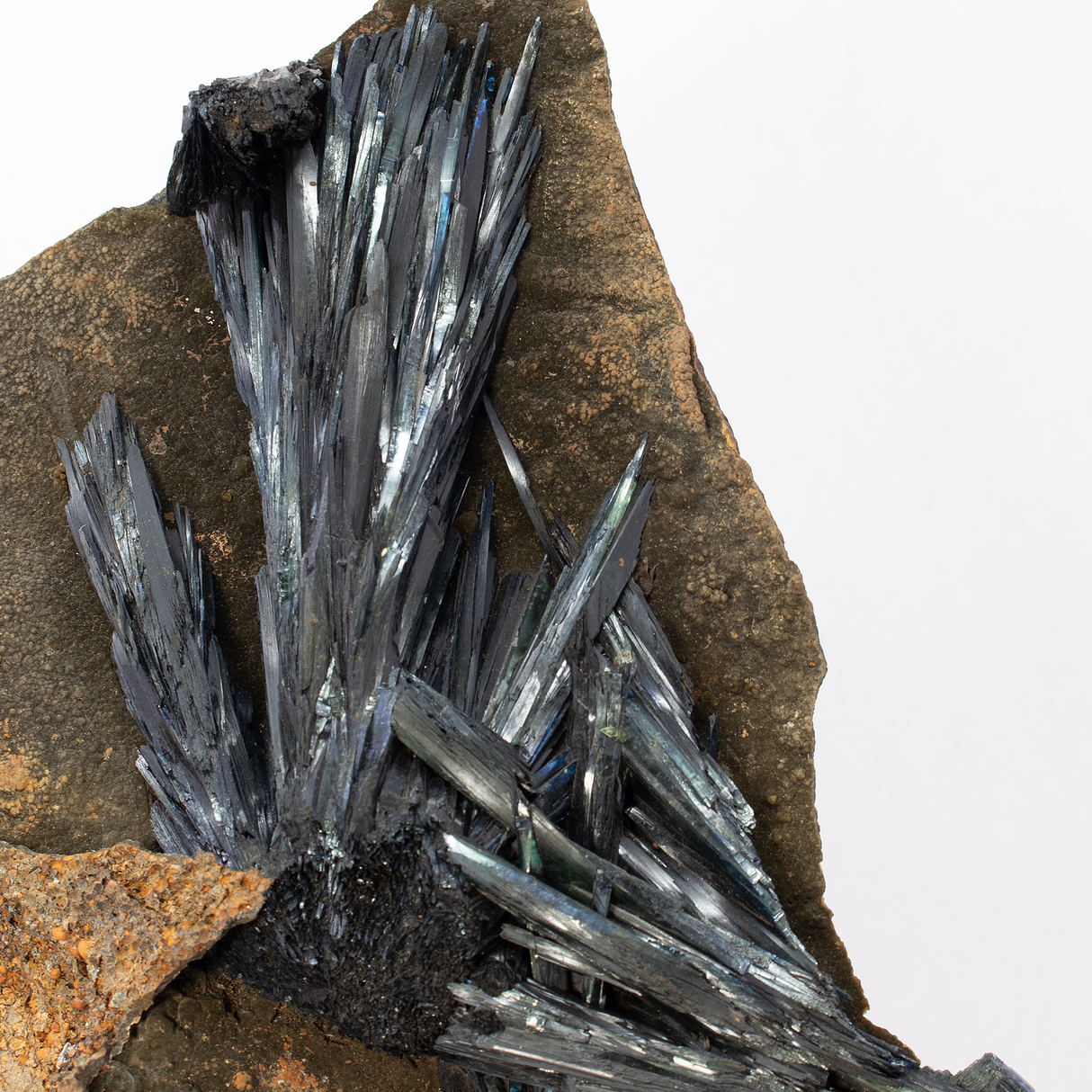 Vivianite Crystal Specimen on Matrix with Fitted Stand