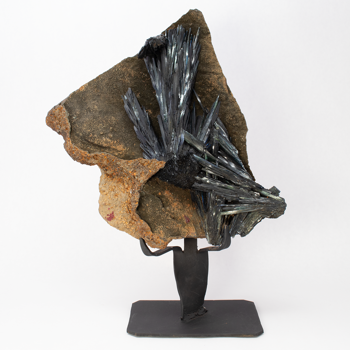View of Vivianite Crystal Specimen on Matrix with Fitted Stand