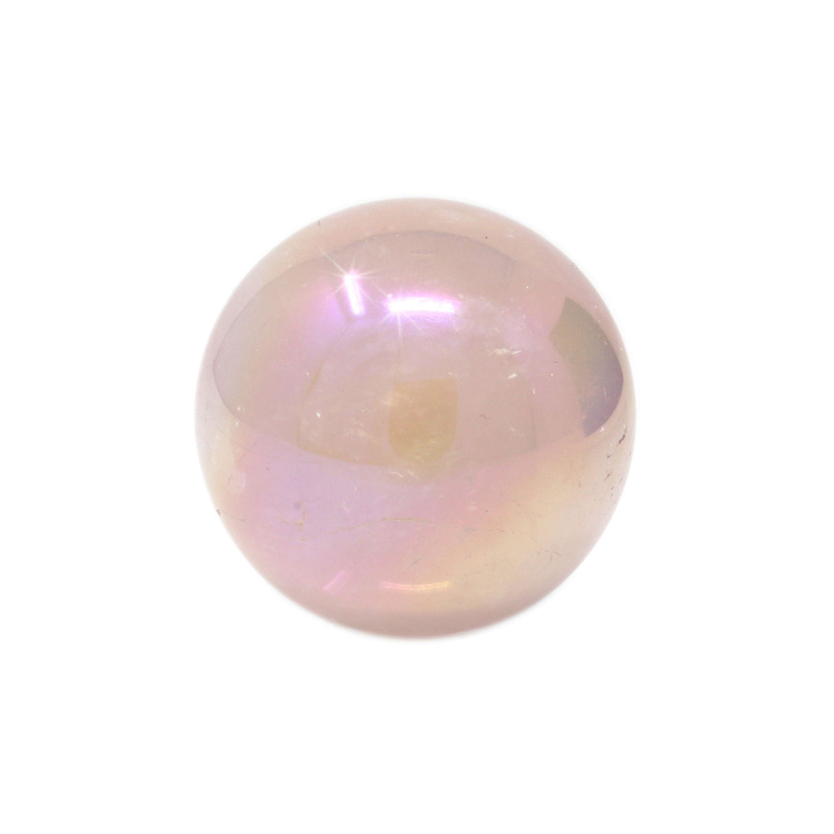 Angel Aura Rose Quartz Sphere on Lucite Ring Stand