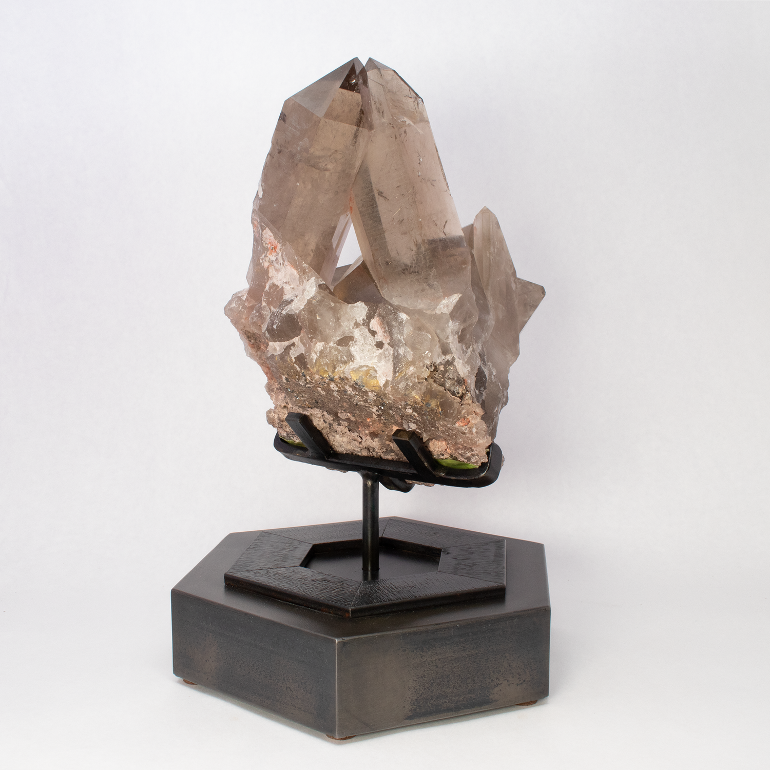 Smoky Quartz Cluster on Custom Stand
