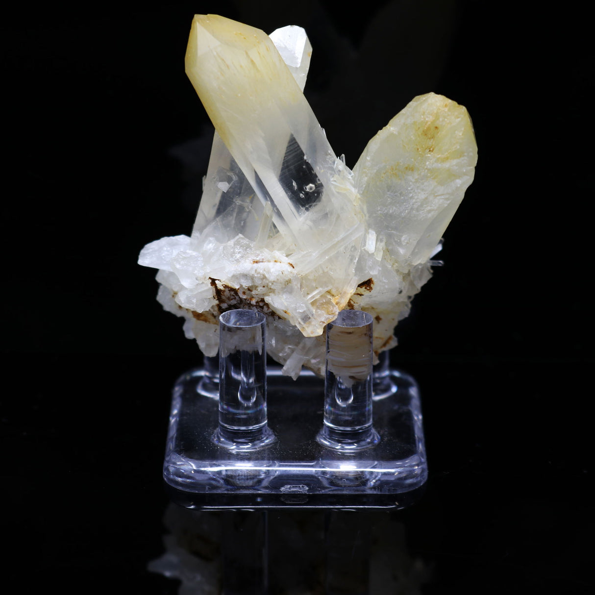 View of Mango Quartz Cluster on Lucite Stand from Colombia