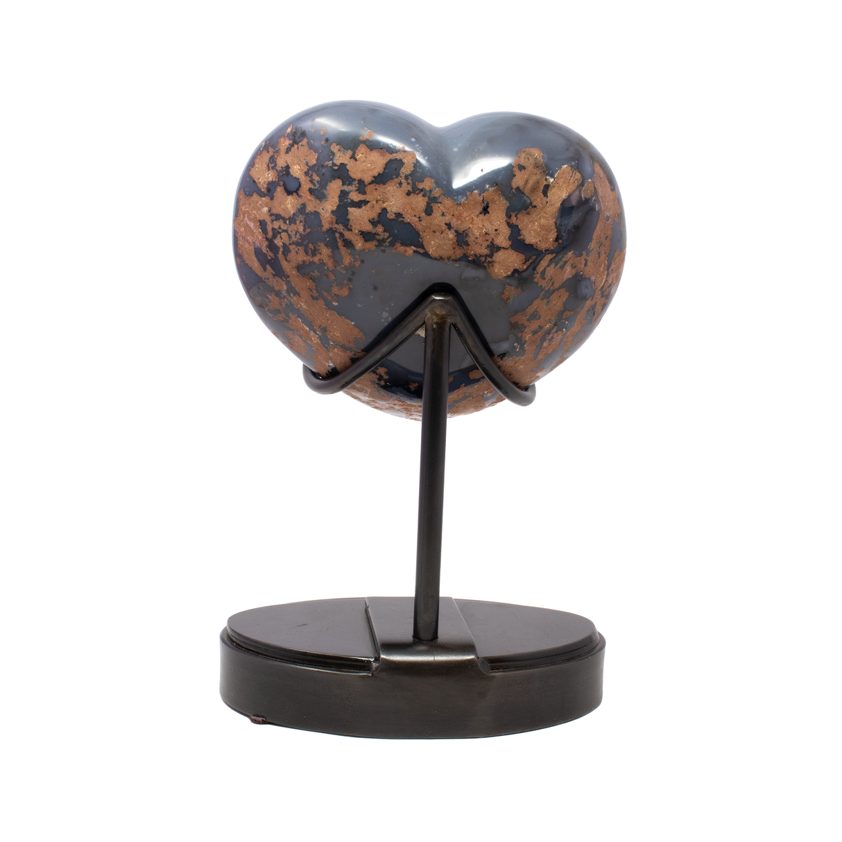 Agate Druze Heart on Custom Patina Stand
