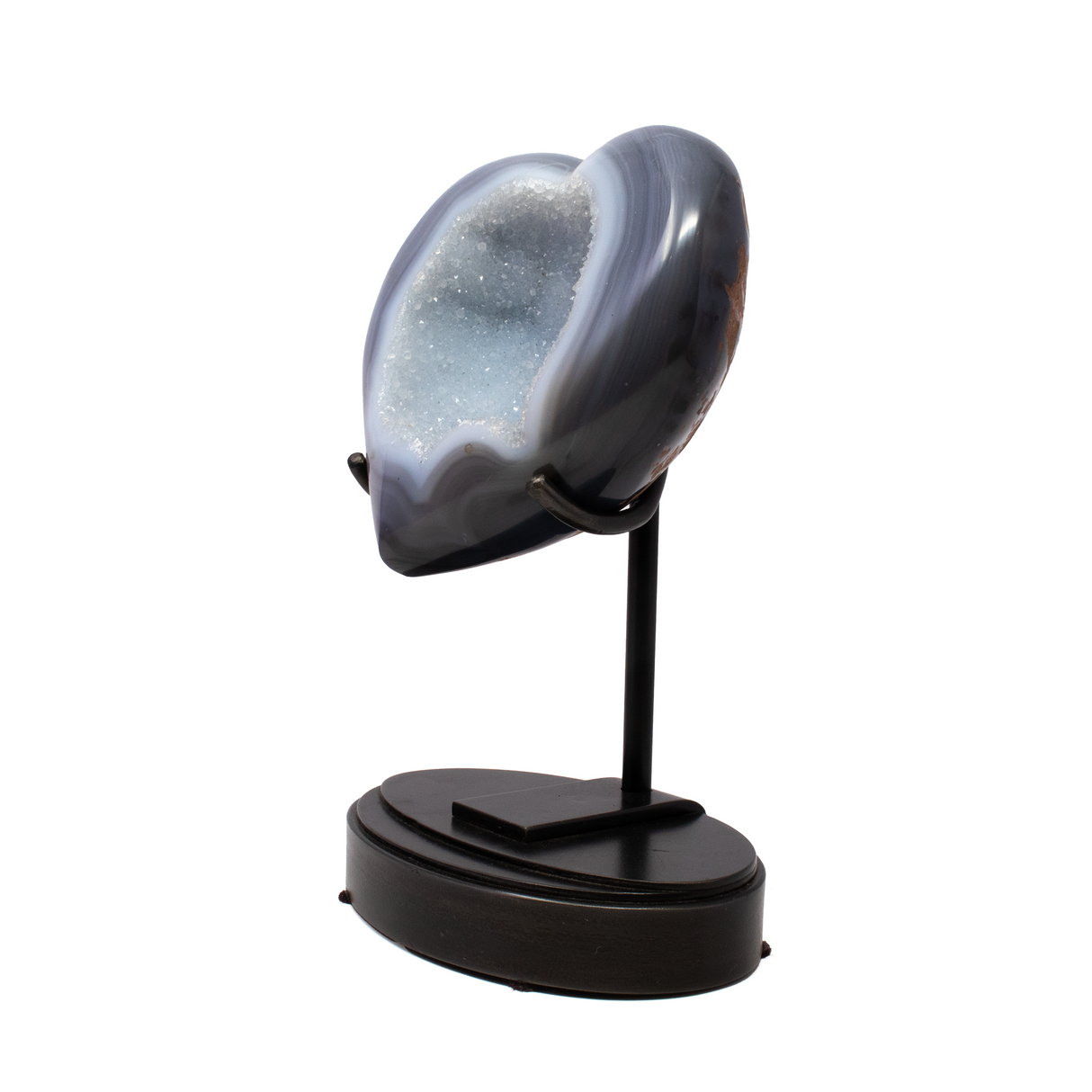 Agate Druze Heart on Custom Patina Stand