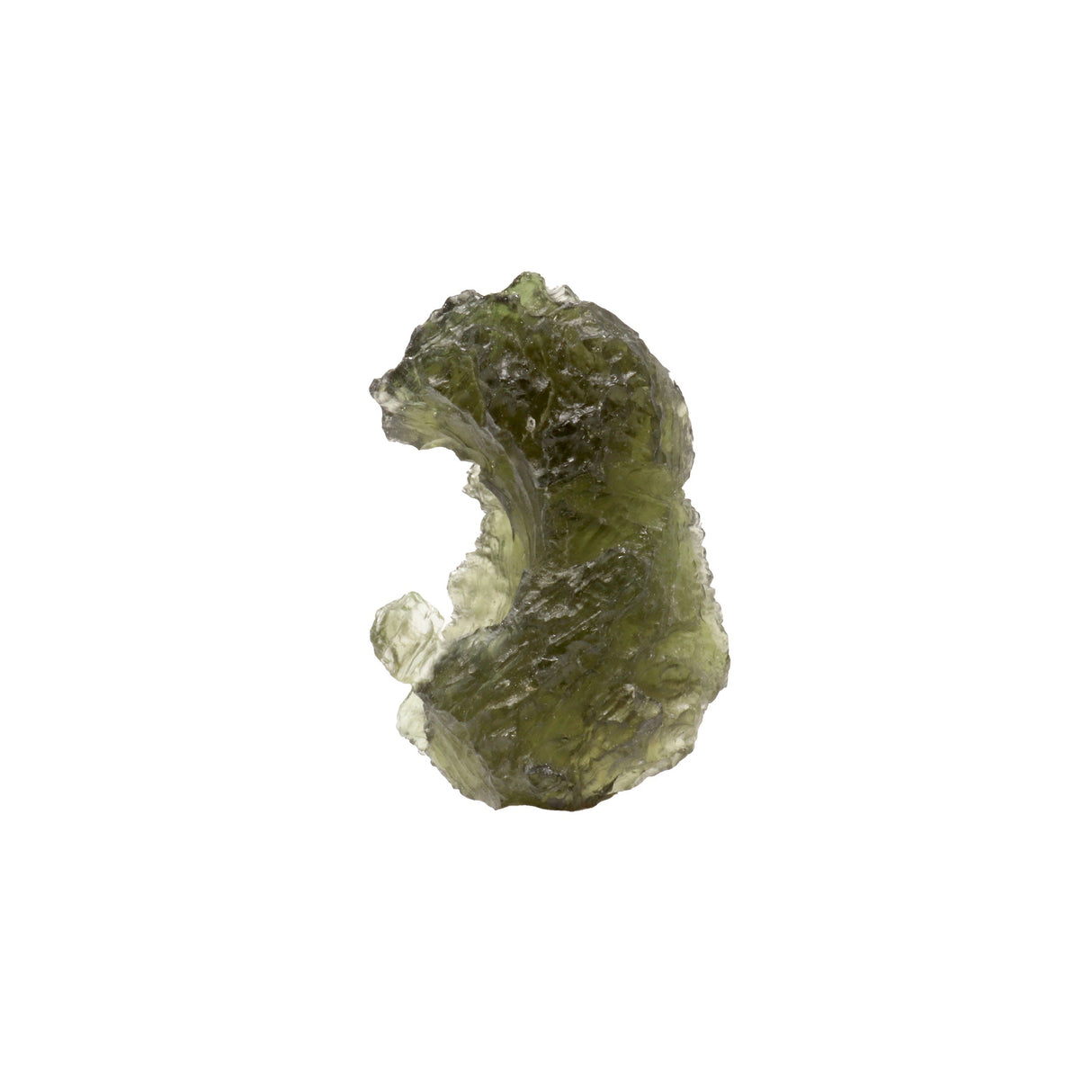 Moldavite Tektite Raw Nugget -Rugged "Wave" in Gel Case