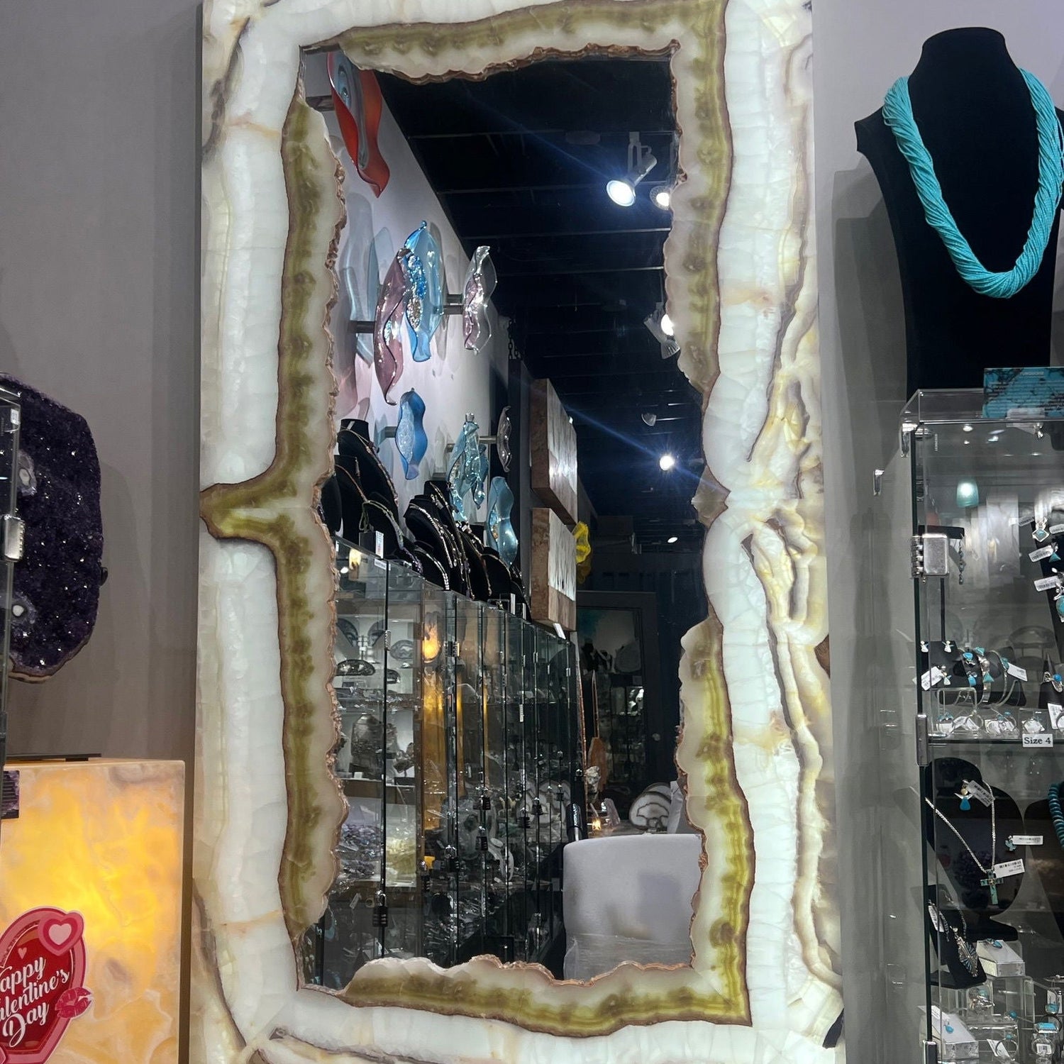Olive & Ice White Onyx Rectangle Mirror