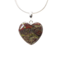 View of Dragon Bloodstone Pendant - Classic Heart Cabochon with 925 Sterling Silver Bezel