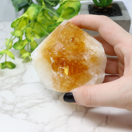 View of Polished Citrine Point with Cut Base