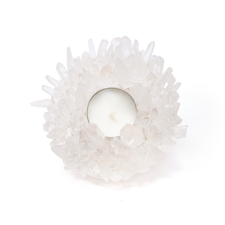View of Lemurian Quartz Crystal Points Candle Holder