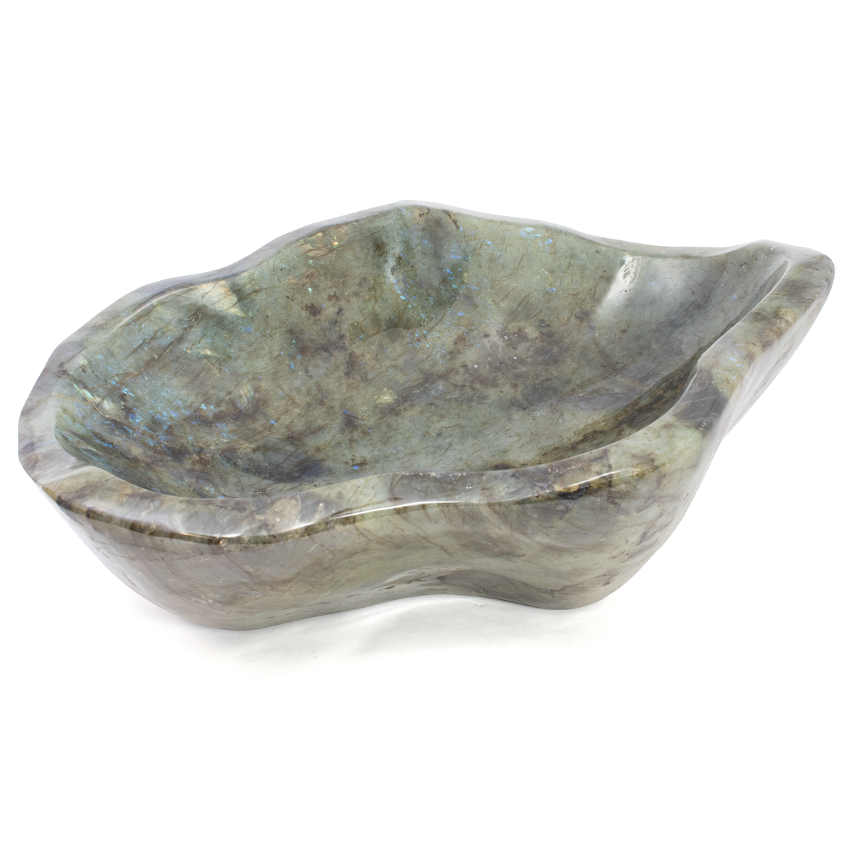 View of Labradorite Bowl -Elongated Organic Shape
