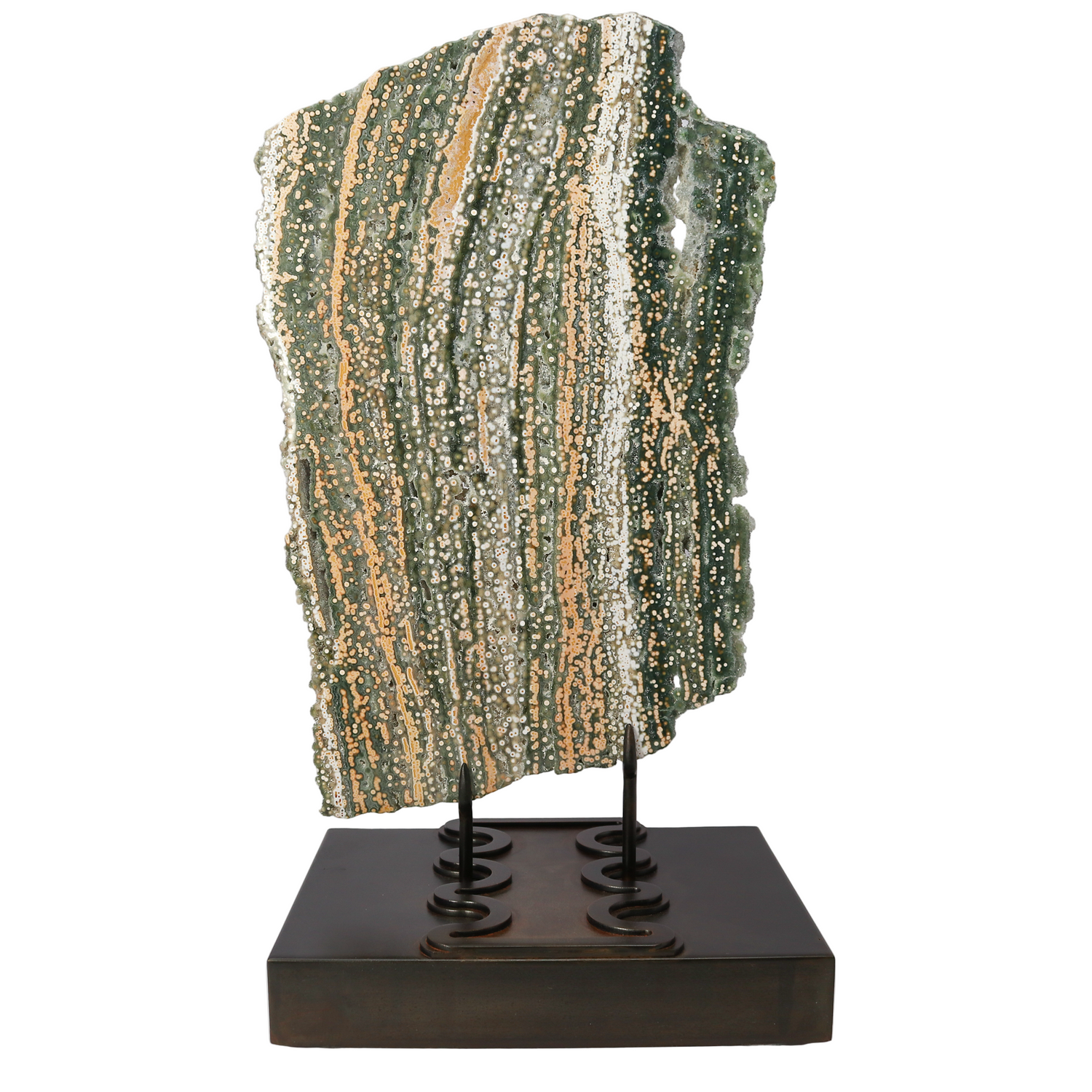 A++ Quality Ocean Jasper Slice on Custom Stand from Madagascar