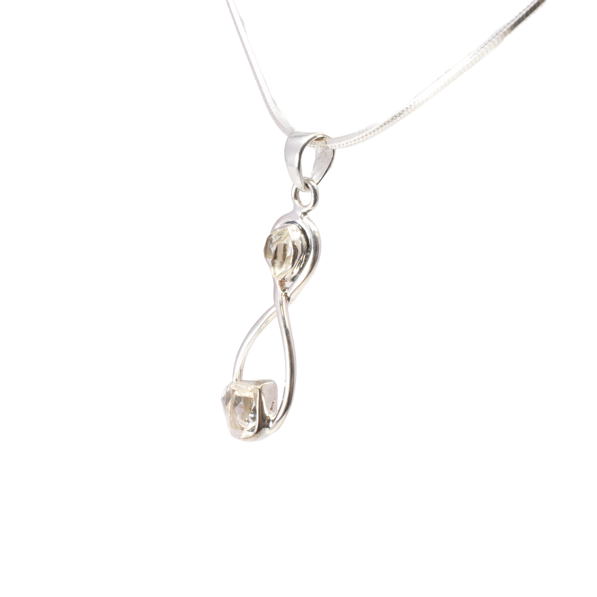 Herkimer Diamond Pendant - Freeform Duo Set in 925 Sterling Silver Infinity Symbol