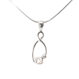 View of Herkimer Diamond Pendant - Freeform with Faceted Quartz Round Set on 925 Sterling Silver Wishbone
