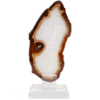 View of Agate Slice on Screw Stand - Flame Shape with Carnelian Exterior Band & Quartz with Off-White Center
