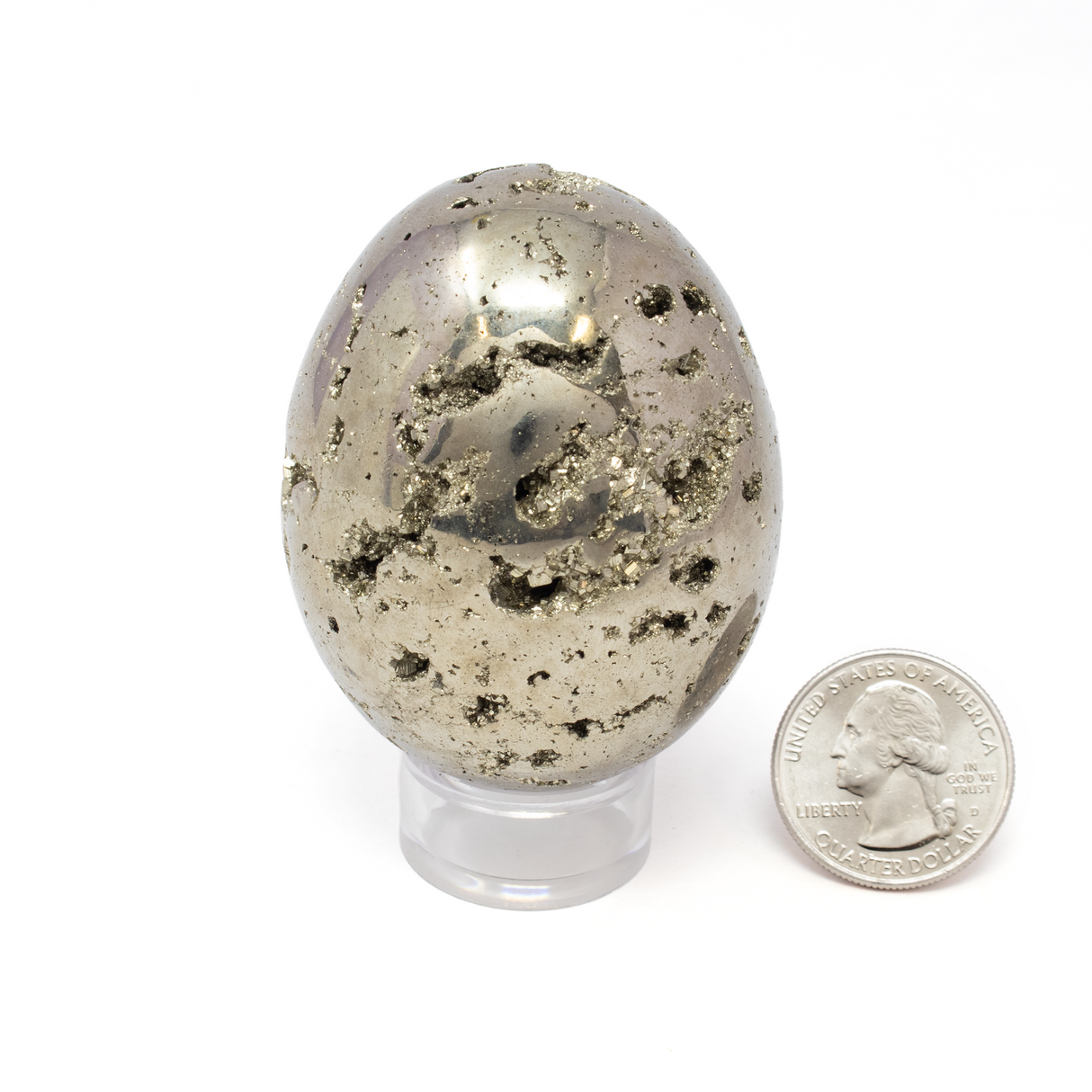 Peruvian Pyrite Egg with Lucite Stand