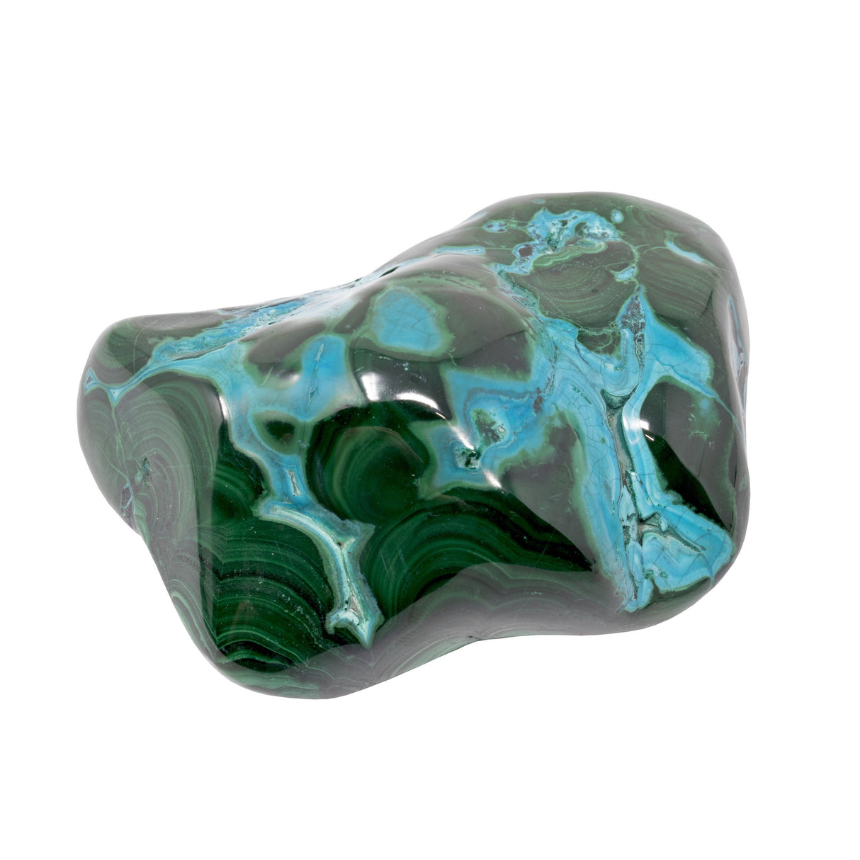 Chrysocolla Malachite Freeform Polished on Lucite Stand