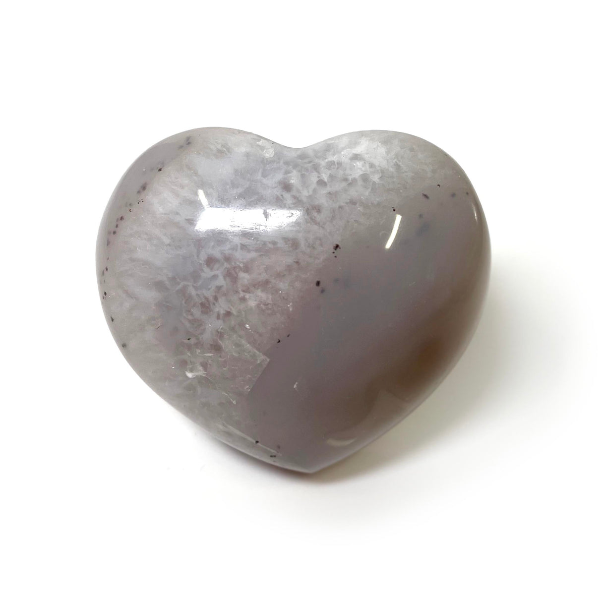 Agate Druze Heart on Lucite Stand