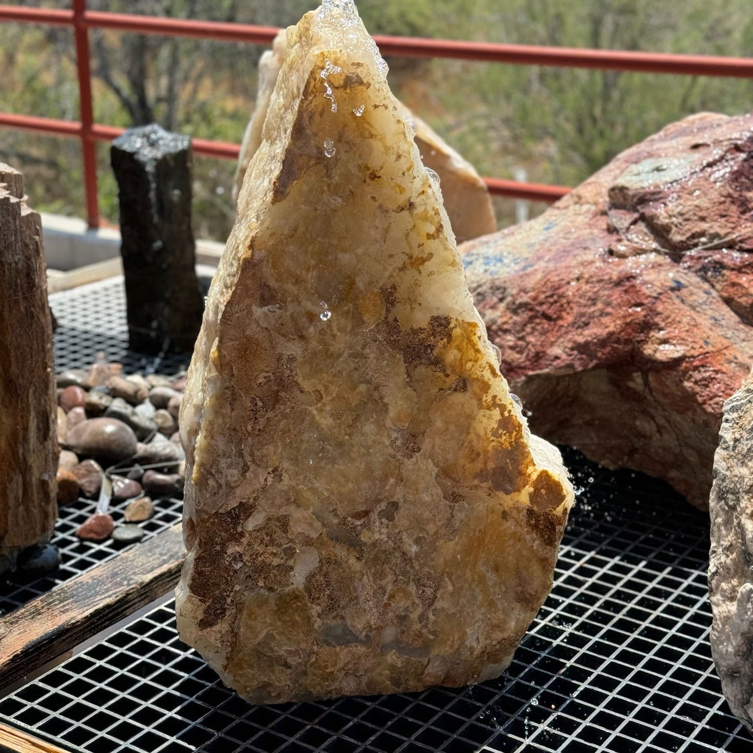 View of Ice White Onyx Fountain
