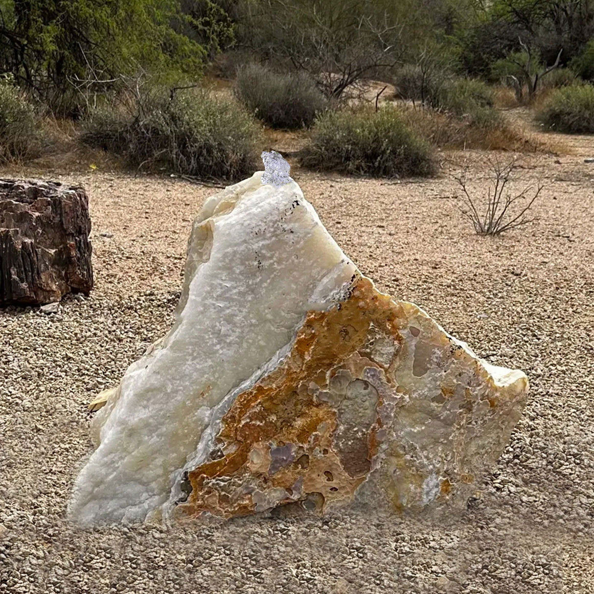 View of Carmel Onyx Boulder Fountain - 2 Cut Sides - Natural Vugs
