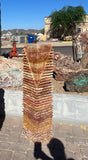 View of Red Travertine Fountain - Chiseled Pillar
