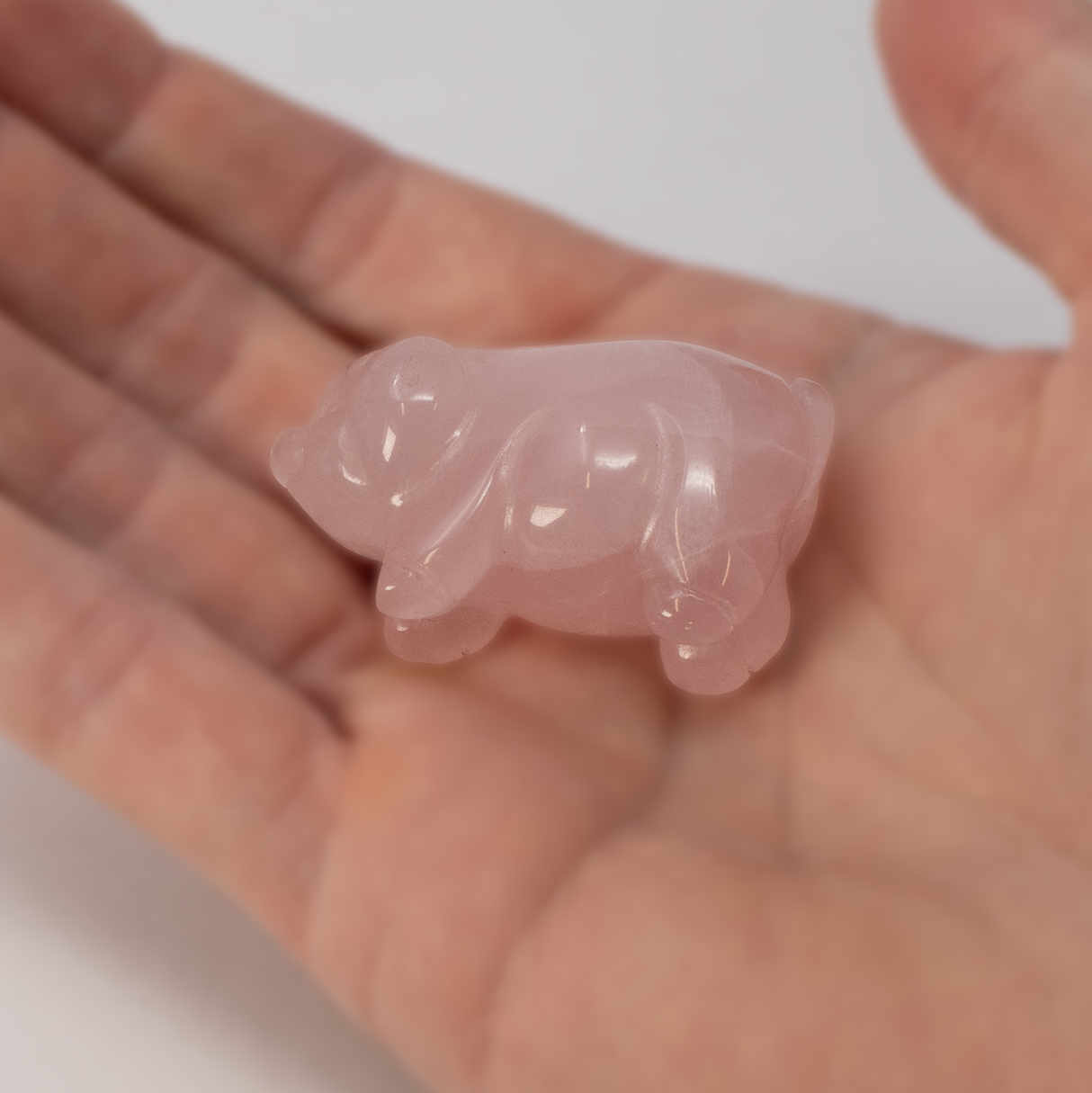 View of Rose Quartz Pig - Carving