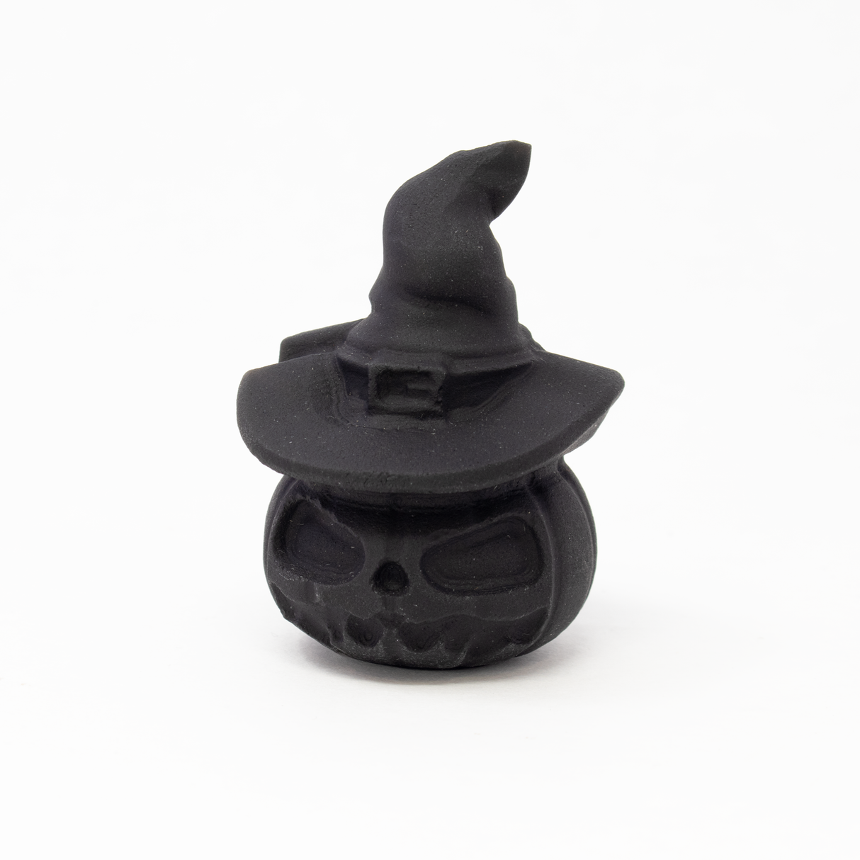 View of Black Obsidian Jack-o-Lantern with Witch's Hat