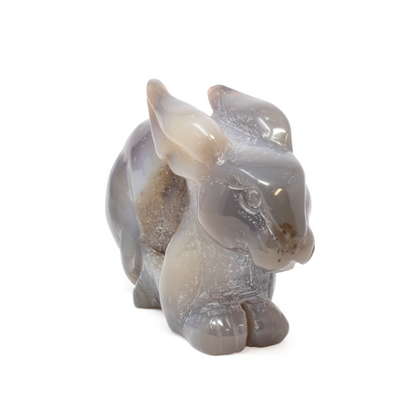 View of Agate Druze Geode Rabbit Carving