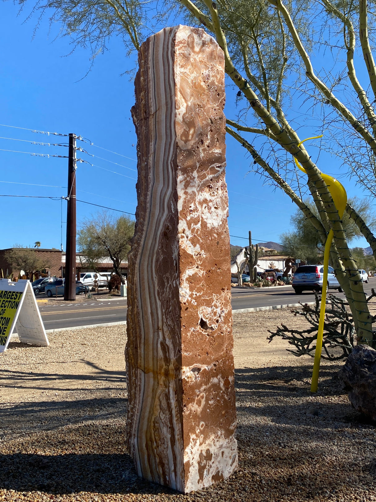 View of Banded Amber & Cafe Onyx Pillar Fountain