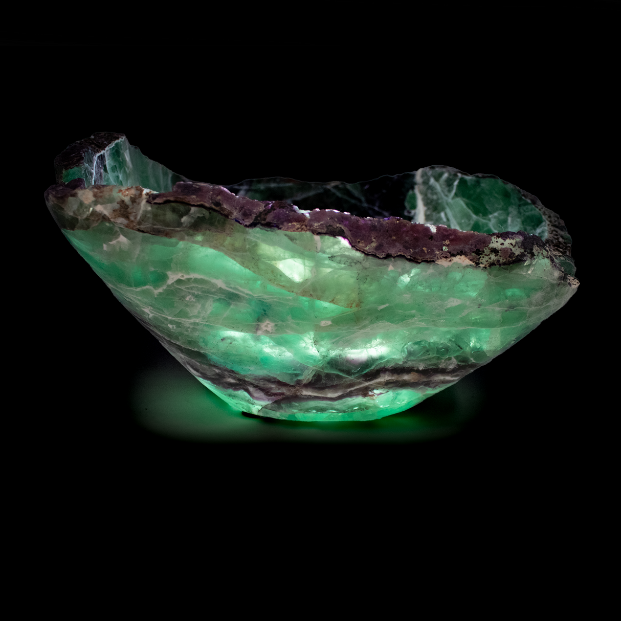 A+ Fluorite Vessel With Natural Edge From Mexico