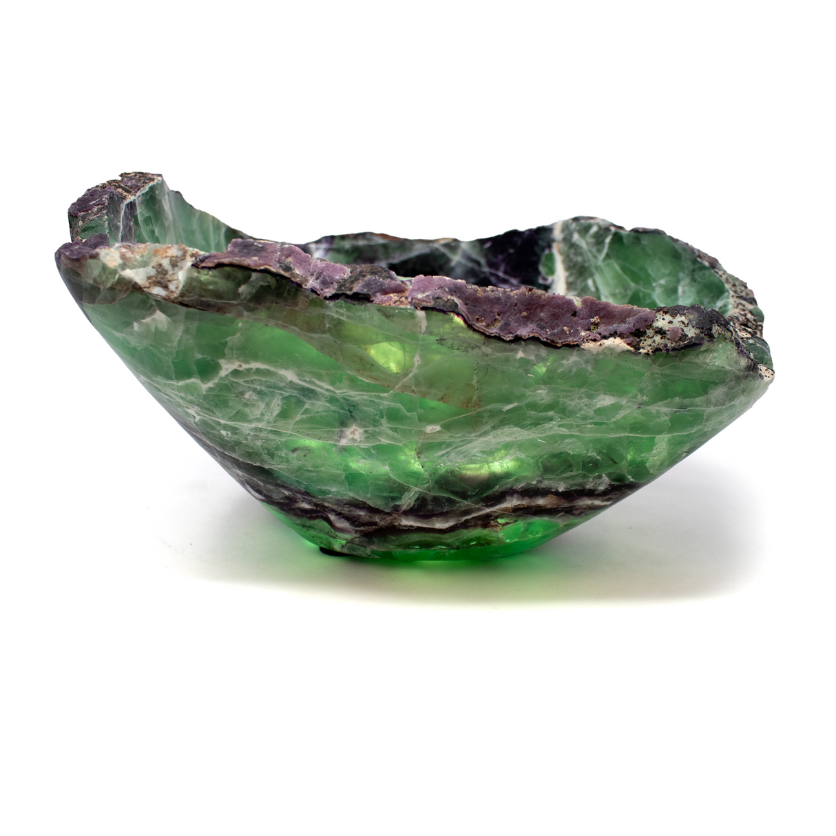 A+ Fluorite Vessel With Natural Edge From Mexico