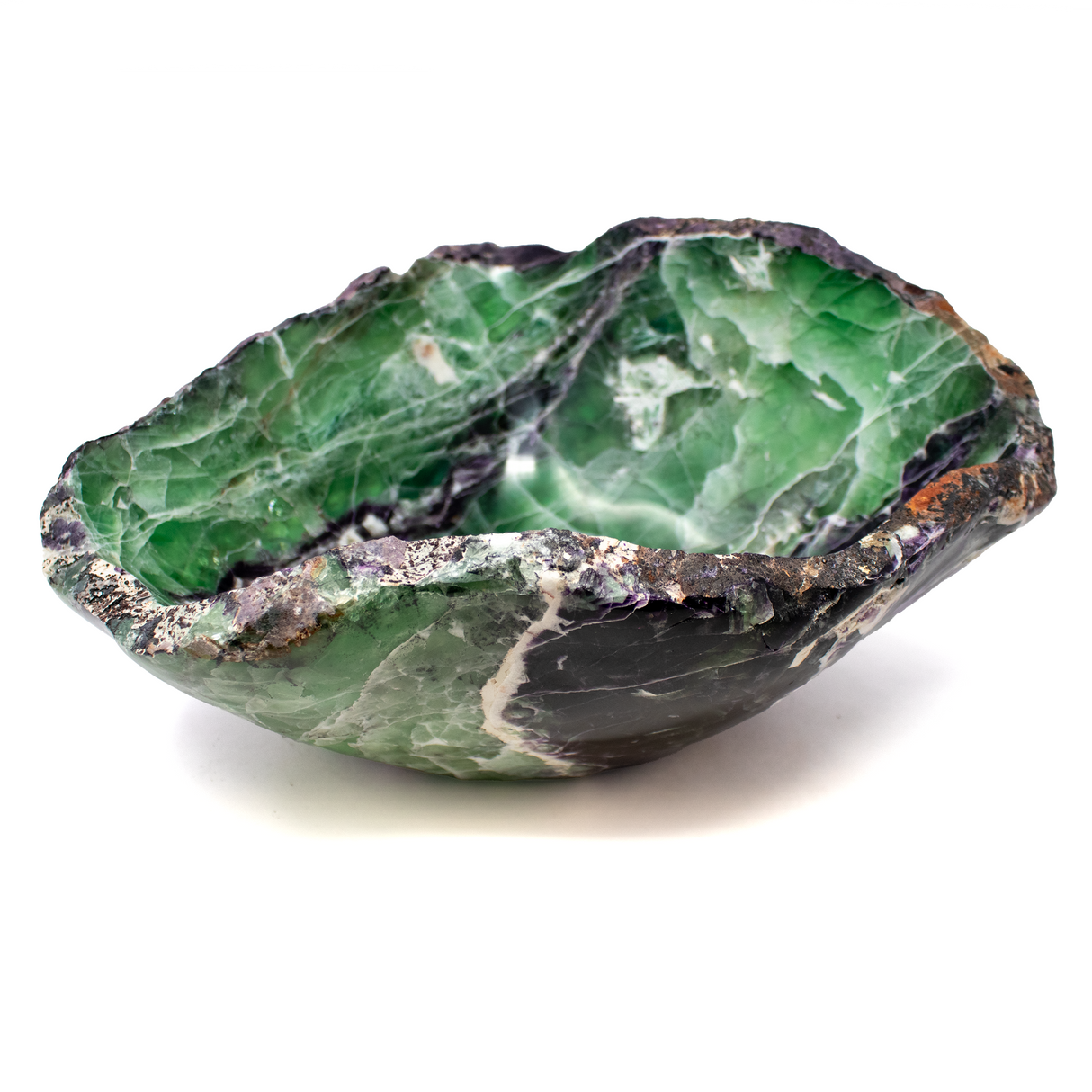 View of A+ Fluorite Vessel With Natural Edge From Mexico