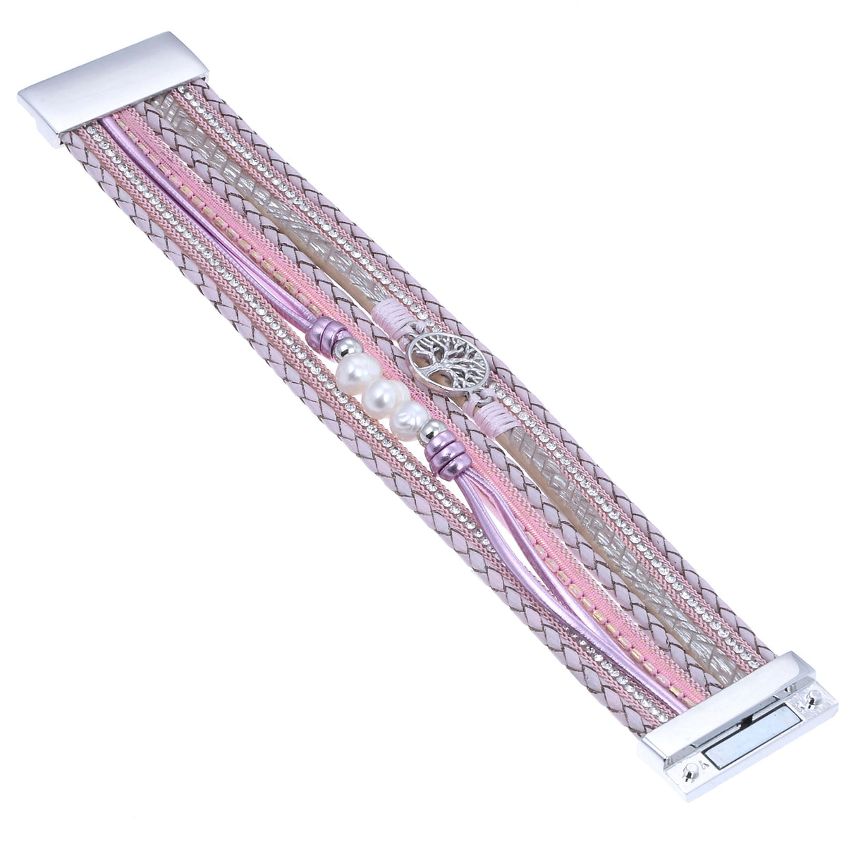 Pink Tree of Life Wrap Bracelet - Sacred Geometry with Magnetic Clasp