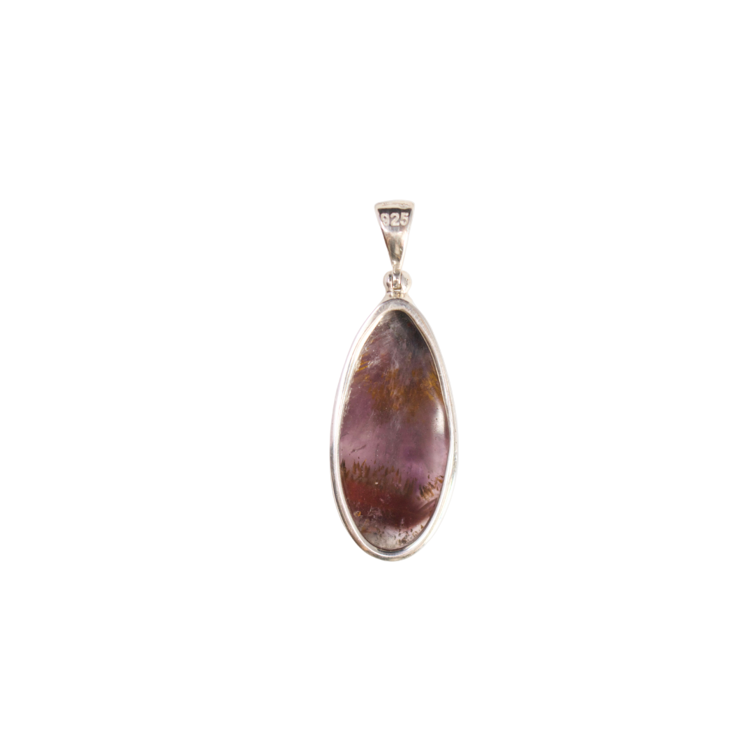 View of Auralite 23 Pendant - Simple Bezel Set Freeform with Strong Cacoxanite Inclusions