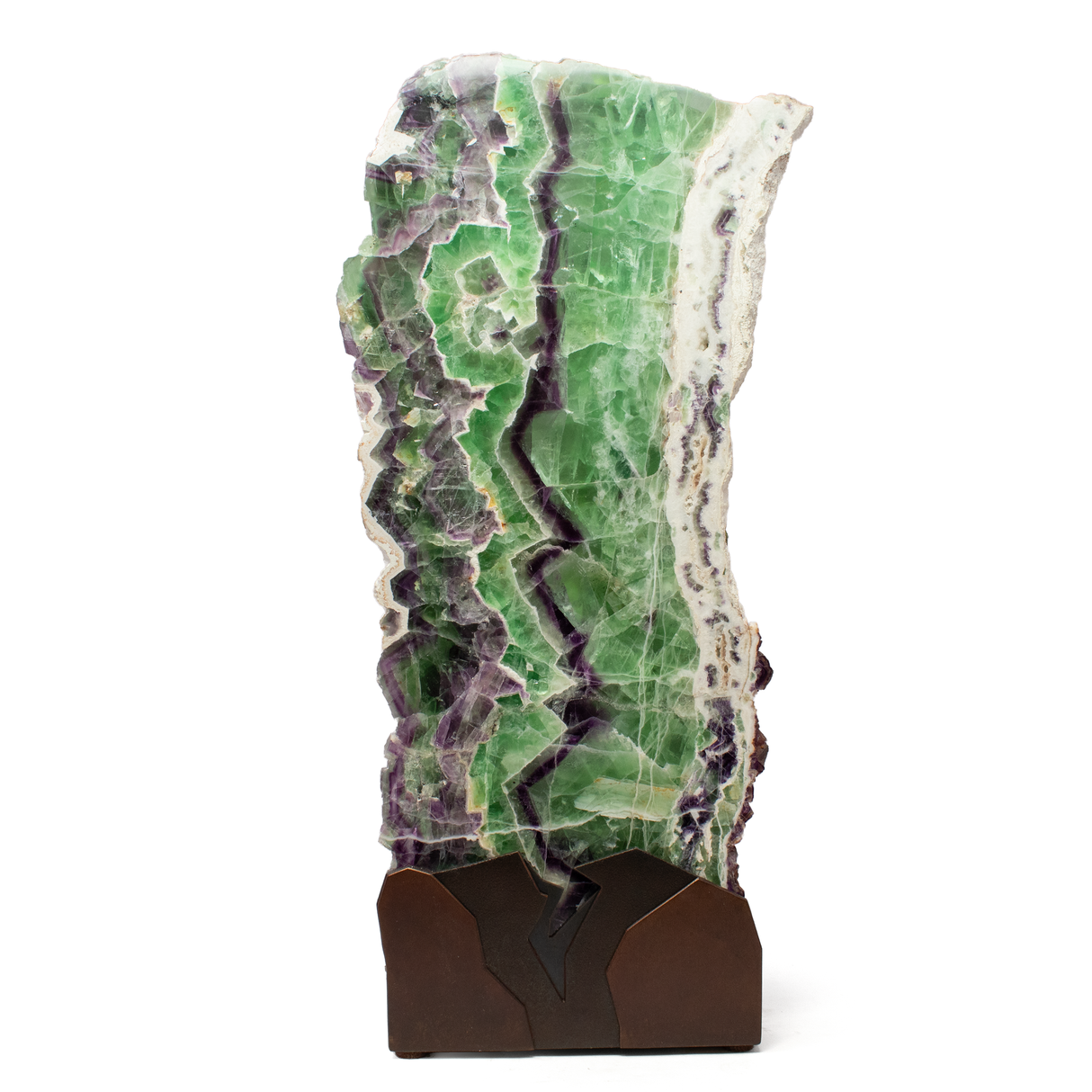 Rainbow Fluorite Table Lamp - Slice Set Vertical with Natural Live Edge