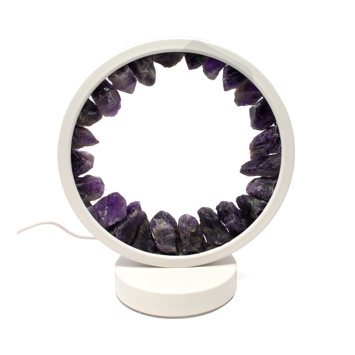 View of Amethyst Crystal Ring Luminary - Round with White Light & Cord