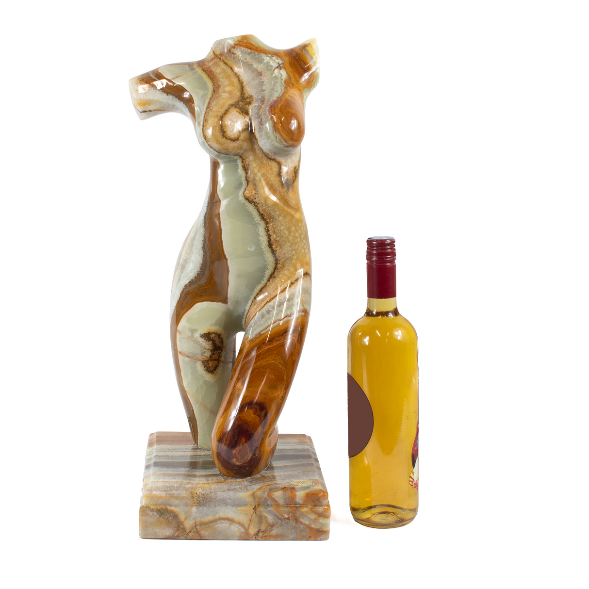 Talan Onyx Torso Sculpture with High-Polish Finish